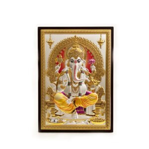 A Silver Tabletop & Plaque of Ganesha | 9.5 Inch| Saah Gifts