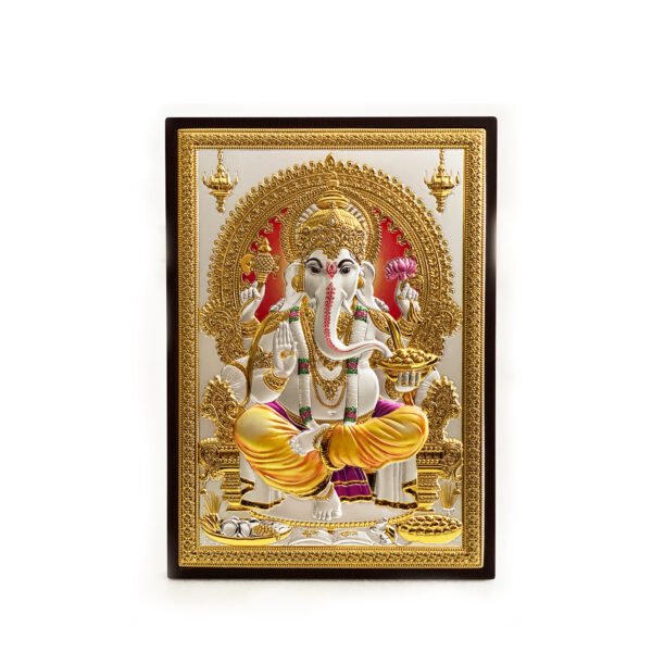 A Silver Tabletop & Plaque of Ganesha | 9.5 Inch| Saah Gifts