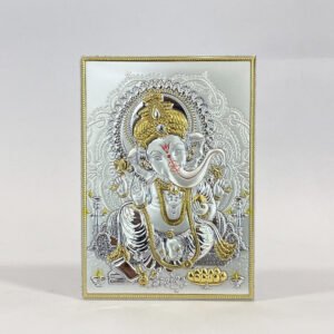 A Silver Tabletop Plaque of Ganesha | 5.2 Inch| Saah Gifts