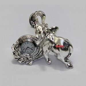 Artistic Silver Elephant Table Clock | 5 Inch| Saah Gifts