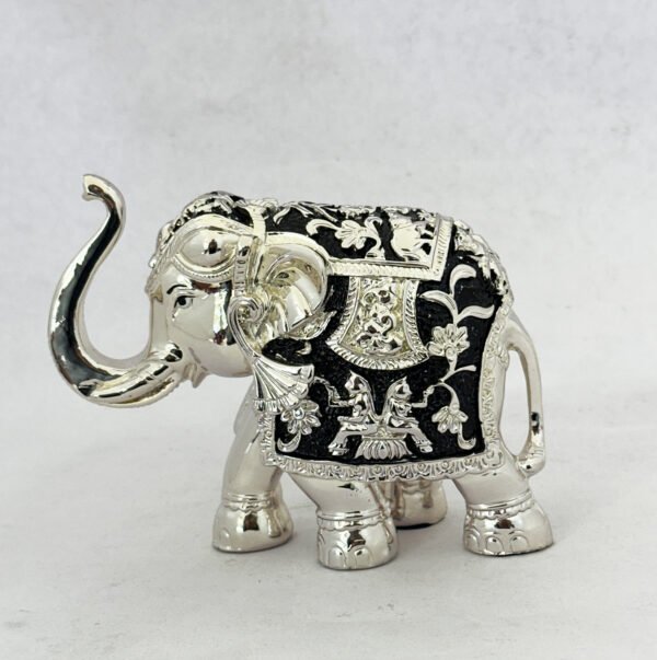 Artistic Silver Elephant in Black Enamel finish | 5.2″ Resin SIlver| Saah Gifts
