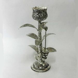 Silver Plated Single Candle Holder in Tree look | 9.2″ Ht| Saah Gifts