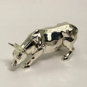 Buy Silver Bull Statue Online | 7.0 Inch Long| Saah Gifts