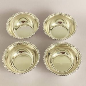 Silver Plated Set of 4 Bowls – Ball Bead | 4.5″ each| Saah Gifts