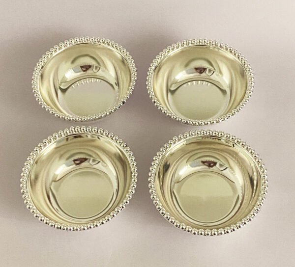 Silver Plated Set of 4 Bowls – Ball Bead | 4.5″ each| Saah Gifts