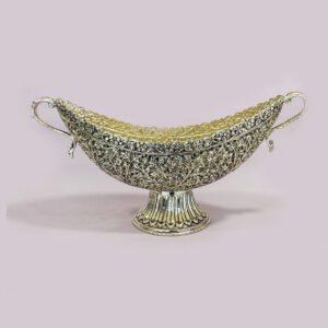 Antique Silver Plated Oval Centerpiece | 15 Inch| Saah Gifts