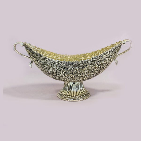 Antique Silver Plated Oval Centerpiece | 15 Inch| Saah Gifts