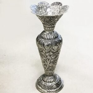 Silver Plated Antique Ethnic Flower Vase – 9″| Saah Gifts
