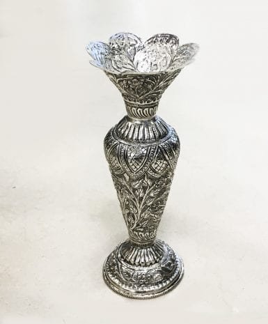 Silver Plated Antique Ethnic Flower Vase – 9″| Saah Gifts