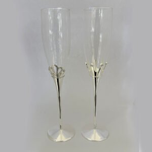 Silver Plated Wine Goblets Pair – King & Queen | 10.2 Inch| Saah Gifts