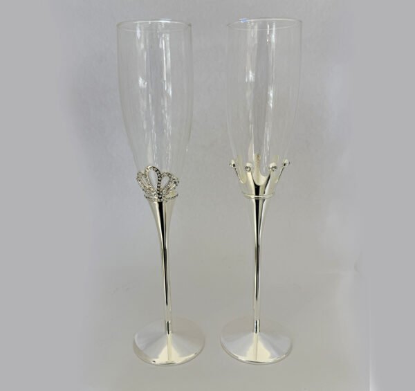 Silver Plated Wine Goblets Pair – King & Queen | 10.2 Inch| Saah Gifts
