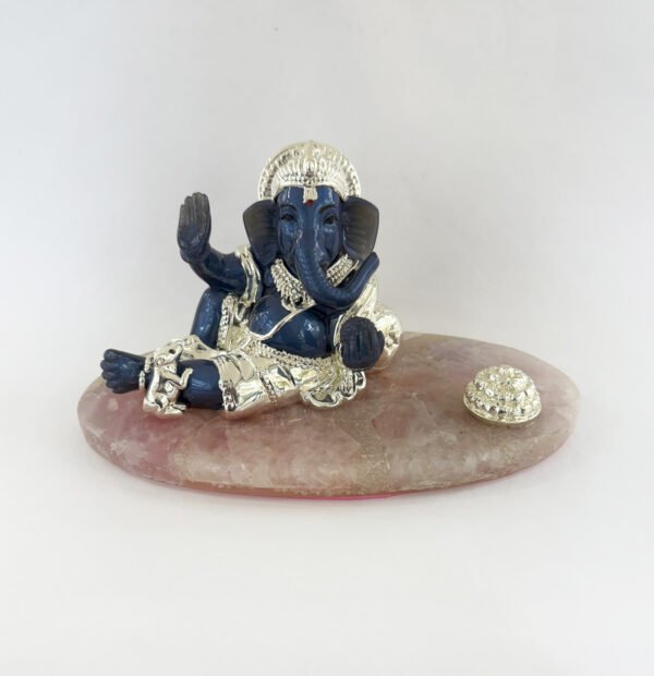 Best Silver Masand Ganesha Idol – Charcoal Blue | 9″| Saah Gifts