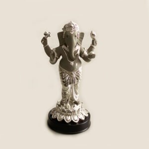 Artistic Silver Standing Ganesh Statue | 12.5 Inch| Saah Gifts