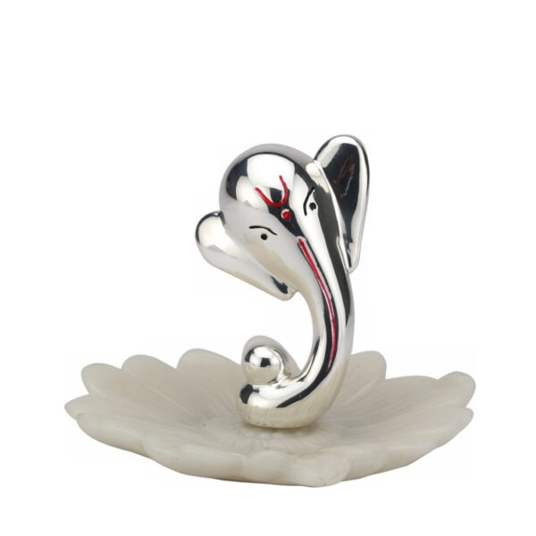 A Silver Blossom Ganesha on Flower | 11 cm| Saah Gifts