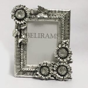 Unique Silver Picture Frames, Kamal Flower – 8×12 cm photo size – Resin Silver| Saah Gifts