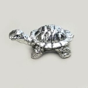 Small Silver Turtle (Kachua) – 2.5 Inch Long – Resin Silver| Saah Gifts