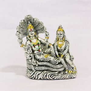 Silver Vishnu with Laxmi resting on Sheshnaag | 5″| Saah Gifts
