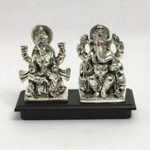 Buy Silver Laxmi Ganesh online | 5.2 Inch – Resin Silver| Saah Gifts
