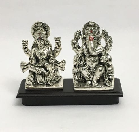 Buy Silver Laxmi Ganesh online | 5.2 Inch – Resin Silver| Saah Gifts