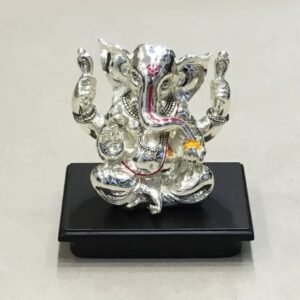 Traditional Silver Ganesh Idol in Ashirwad Pose, 5″ – Resin Silver| Saah Gifts