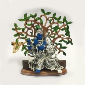 Silver Radha Krishna Statue| Sitting Pose | 6″| Saah Gifts