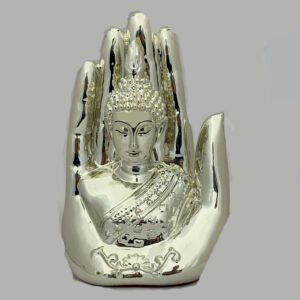 a Silver Buddha in Palm of Hand | 6.5″| Saah Gifts