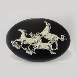 Silver Wall Plate of 3 Running Horses | 13.7 Inch| Saah Gifts