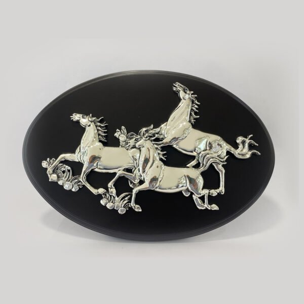 Silver Wall Plate of 3 Running Horses | 13.7 Inch| Saah Gifts