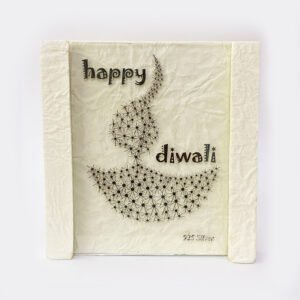 A Silver Foil Deepak on a Marble Frame | 4.2×4.2″| Saah Gifts