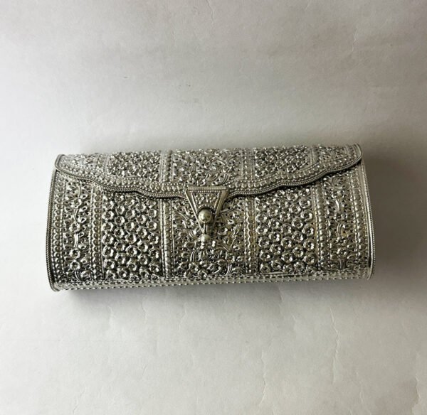 925 Sterling Silver Purse cum Clutch featuring fine Floral Motif – 7.2″ Long| Saah Gifts