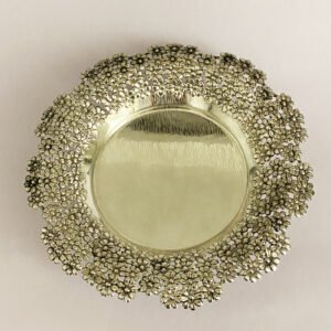Antique Silver Plated Round Dish | 9″ dia| Saah Gifts