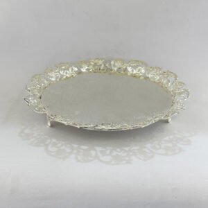 Artistic Silver Plated Round tray on Legs | 11″ dia| Saah Gifts