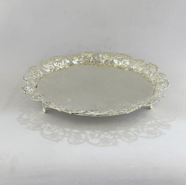 Artistic Silver Plated Round tray on Legs | 11″ dia| Saah Gifts