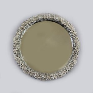 Round Silver Tray Embossed Design | 16″ Dia| Saah Gifts