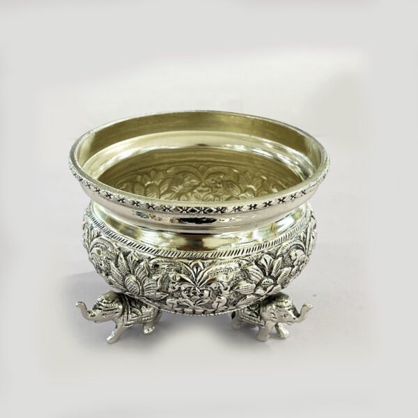 Antique Silver Plated Bowl or Urli | 4.2 Inch| Saah Gifts