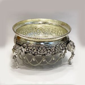 a Super Silver Antique Bowl or Urli | 8 Inch| Saah Gifts
