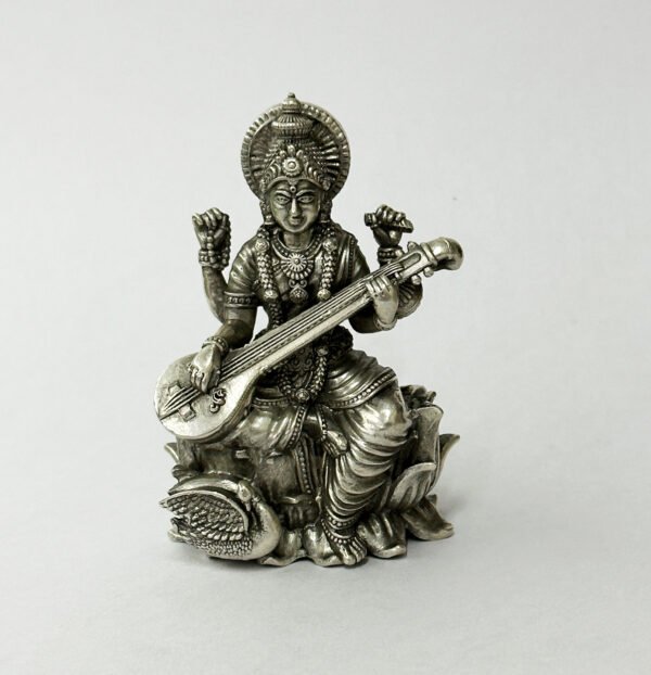 Belirams pure silver Saraswati Idol |106 gms 70 mm ht| Saah Gifts