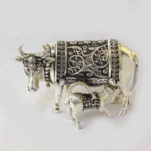 A Pure Silver Cow and Calf | 3.7 Inch Long| Saah Gifts