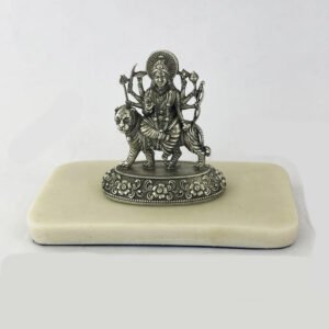 A Pure Silver Durga Mata on Marble Base | 2.75″ Ht.| Saah Gifts