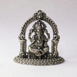 Artistic Pure Silver Ganesh idol with Mehrab | 58 mm Ht.| Saah Gifts