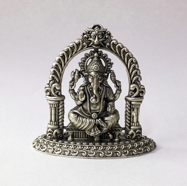 Artistic Pure Silver Ganesh idol with Mehrab | 58 mm Ht.| Saah Gifts