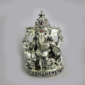 Artistic Antique Silver Ganesh Idol | 3.5 inch| Saah Gifts