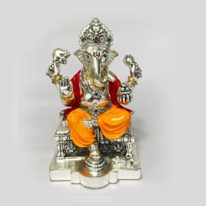 Buy Silver Ganesh Idol with Enamel | 6 Inch| Saah Gifts