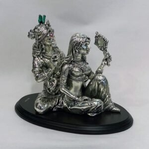 Silver Radha Krishna Shingar | 8.5″ Resin Silver| Saah Gifts