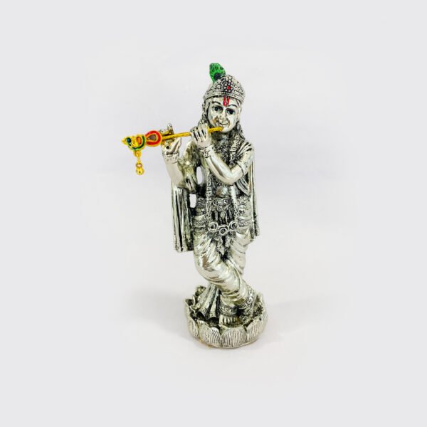 Standing Silver Krishna | Playing Bansuri | 5.7 inch| Saah Gifts