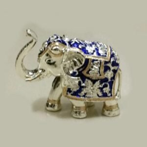 Buy Silver Elephant with trunk up in Blue Enamel finish – 5.2 inch Long … Resin Silver| Saah Gifts