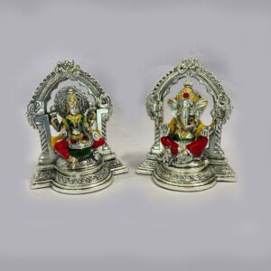 A Silver Laxmi Ganesh Pair Color | 5 Inch| Saah Gifts