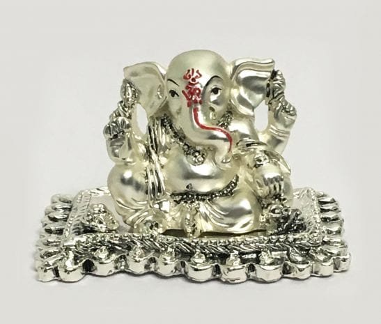 Buy Silver Ganesh Idol Matte Finish| Saah Gifts