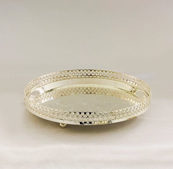 Silver Plated Round Gallery Tray | 9″ Dia