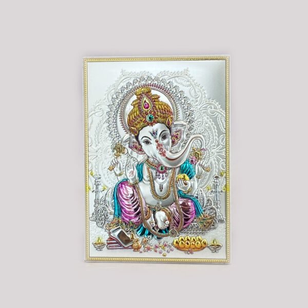 Mini Silver Tabletop Plaque of Ganesha | 5.5 Inch